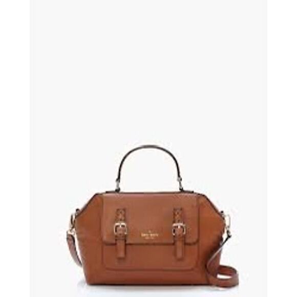 Kate Spade Allen Street Raquelle Brown Leather Satchel Bag with Crossbody Strap - Picture 1 of 8